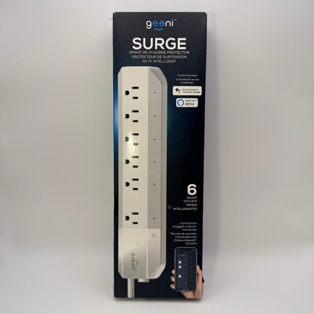 Geeni Smart Surge Protector 6-Outlet Power Strip Wi-Fi Enabled with Voice